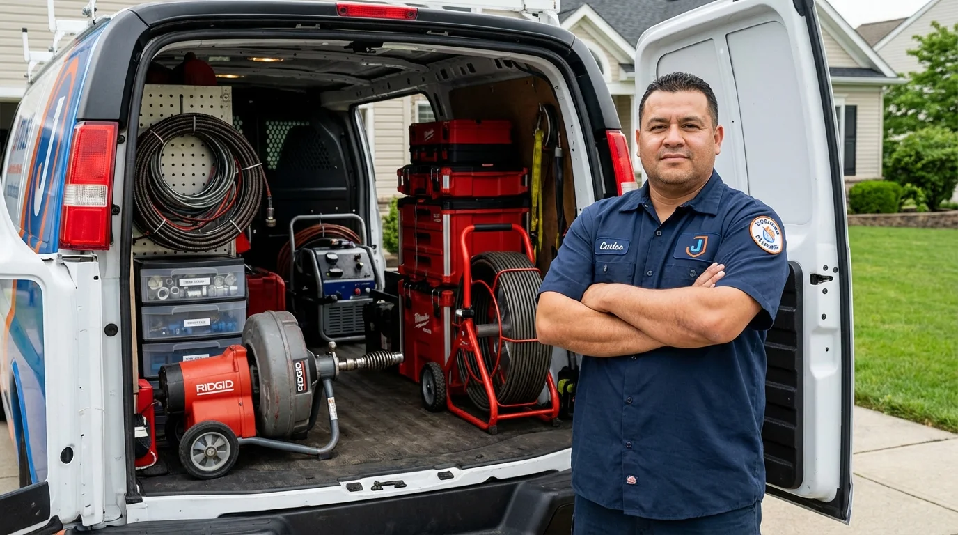 Professional drain cleaning equipment and Johns Plumbing LLC plumber in Aurora